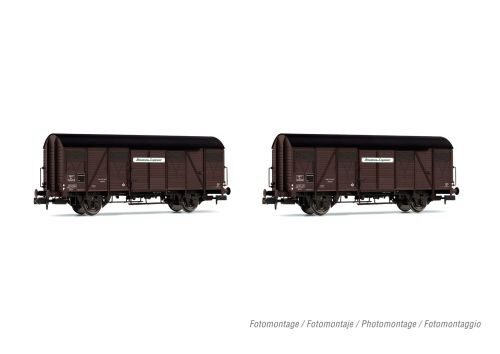 Arnold HN6571 SNCF Provence Express 2er-Set gedeckter 2-achsiger Wagen Kv Holzwände  Ep.III